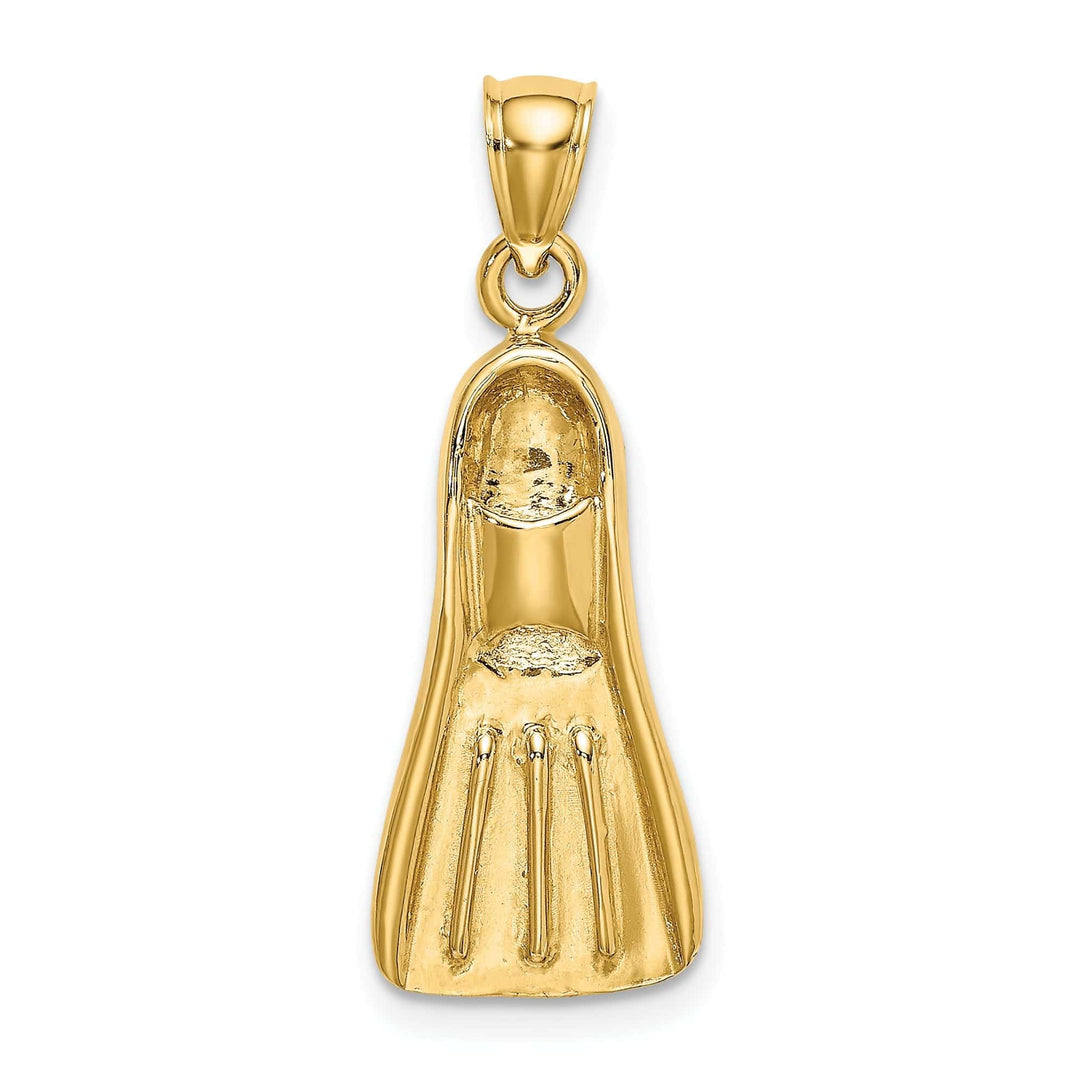 Lovely Rita's Pendants & Charms 14K Yellow Gold Polish Finish 3-Dimensional Scuba Flipper Charm Pendant