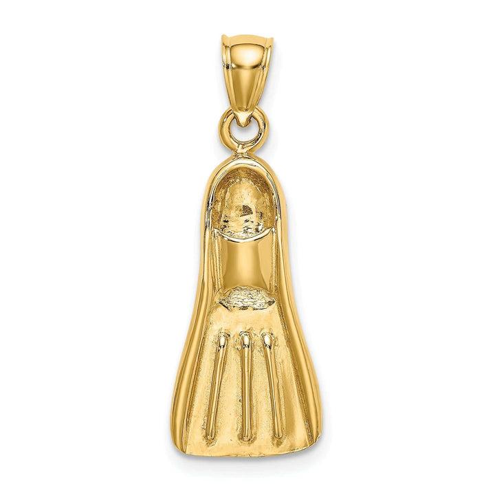 Lovely Rita's Pendants & Charms 14K Yellow Gold Polish Finish 3-Dimensional Scuba Flipper Charm Pendant
