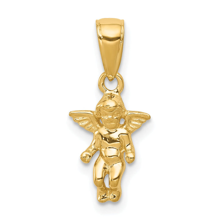 Lovely Rita's Pendants & Charms 14k Yellow Gold Polish Finish 3-Dimensional Solid Small Angel Pendant