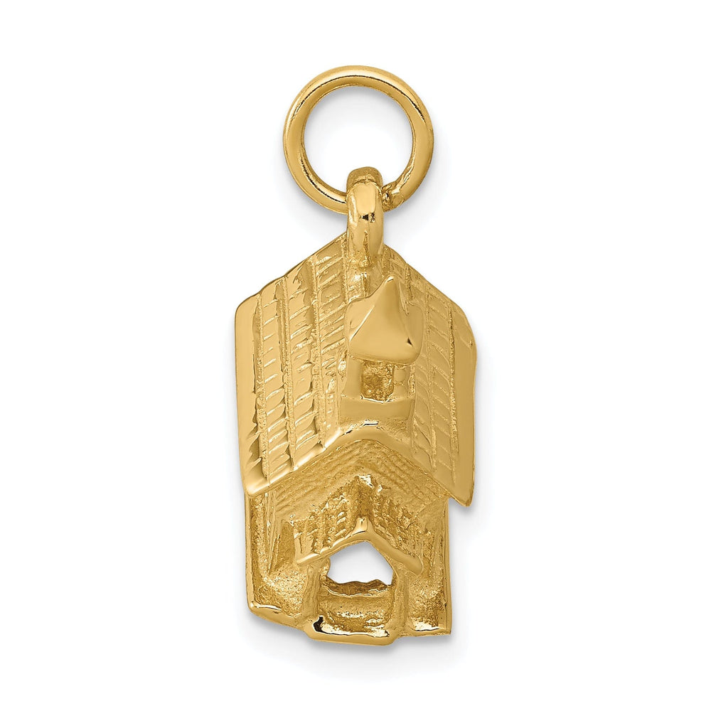 Lovely Rita's Pendants & Charms 14k Yellow Gold Polish Finish 3D Church Building with Steeple Pendant