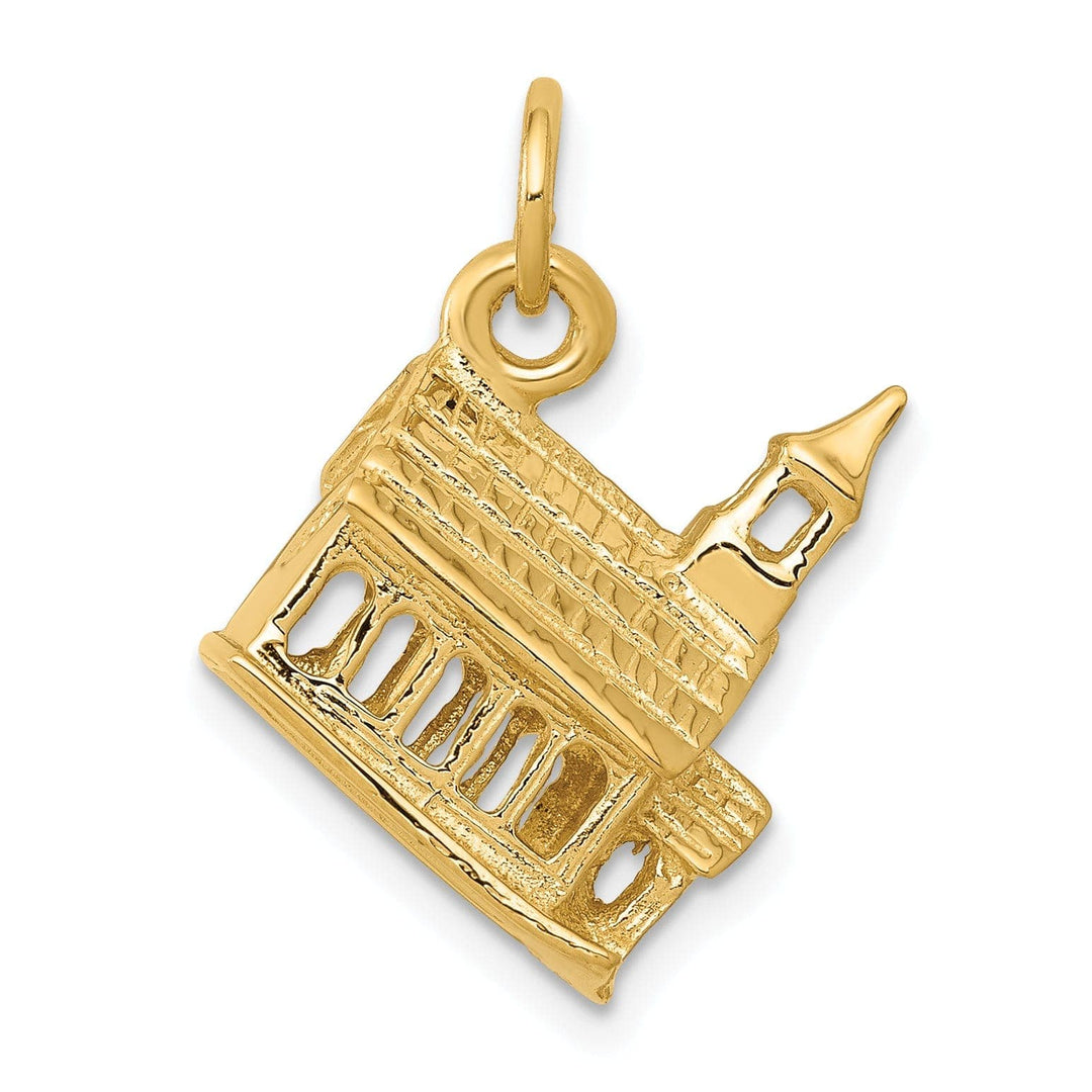 Lovely Rita's Pendants & Charms 14k Yellow Gold Polish Finish 3D Church Building with Steeple Pendant