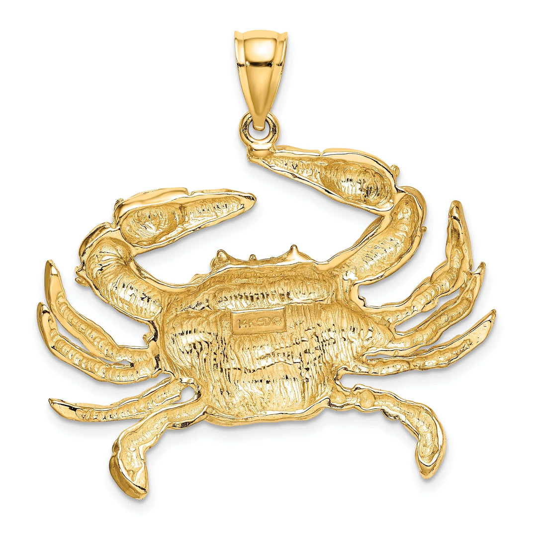 Lovely Rita's Pendants & Charms 14K Yellow Gold Polish Finish Blue Claw Crab Charm Pendant