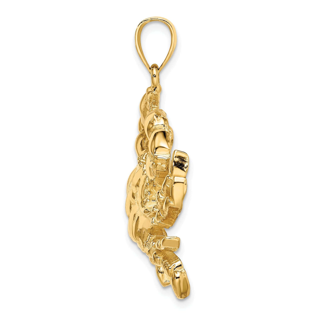 Lovely Rita's Pendants & Charms 14K Yellow Gold Polish Finish Blue Claw Crab Charm Pendant