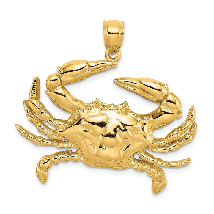 Lovely Rita's Pendants & Charms 14K Yellow Gold Polish Finish Blue Claw Crab Charm Pendant