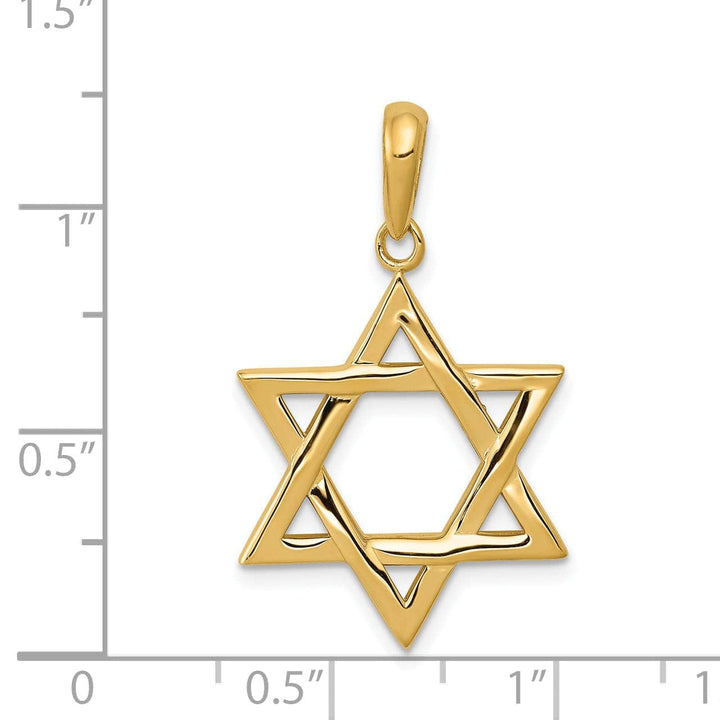 Lovely Rita's Pendants & Charms 14K Yellow Gold Polish Finish Closed Back Star of David Charm Pendant