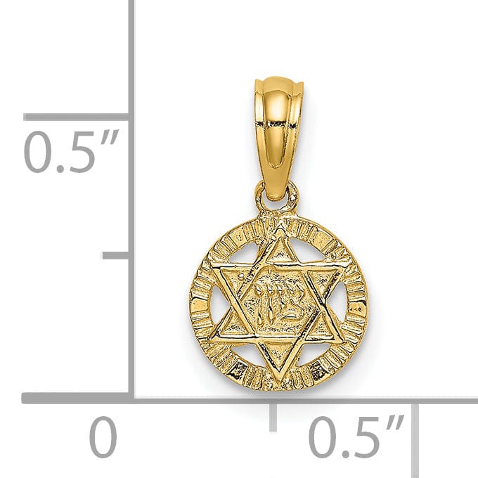 Lovely Rita's Pendants & Charms 14K Yellow Gold Polish Finish Round Shape Star Of David Charm Pendant