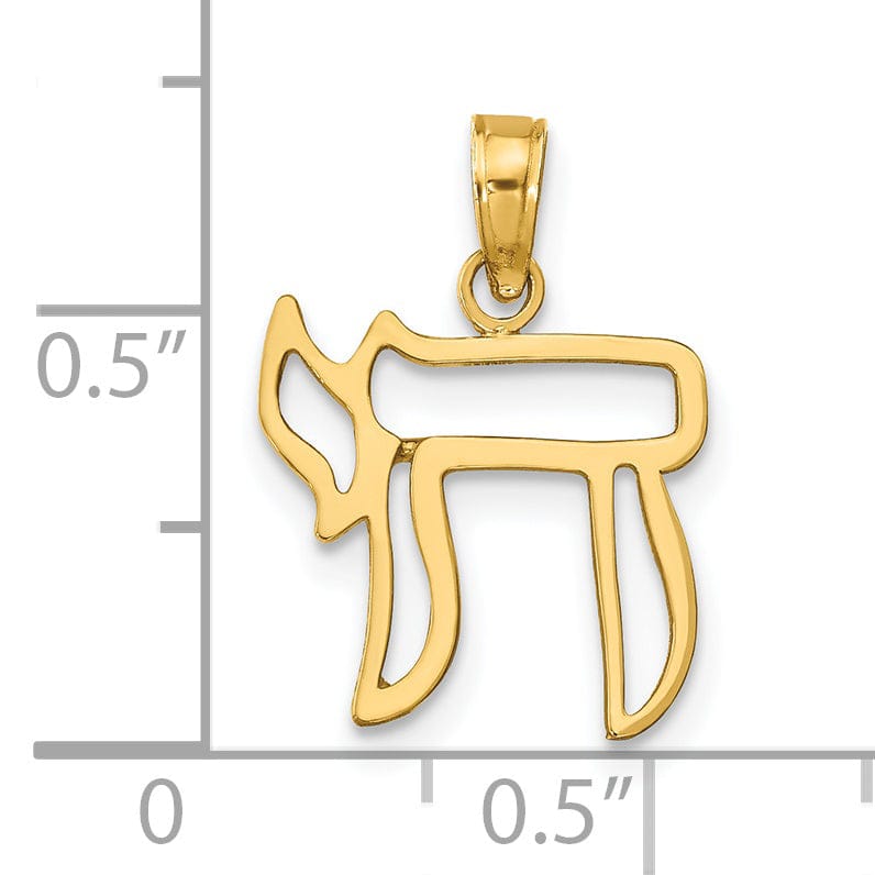 Lovely Rita's Pendants & Charms 14k Yellow Gold Polish Finish Solid Cut Out Chai Design Charm Pendant