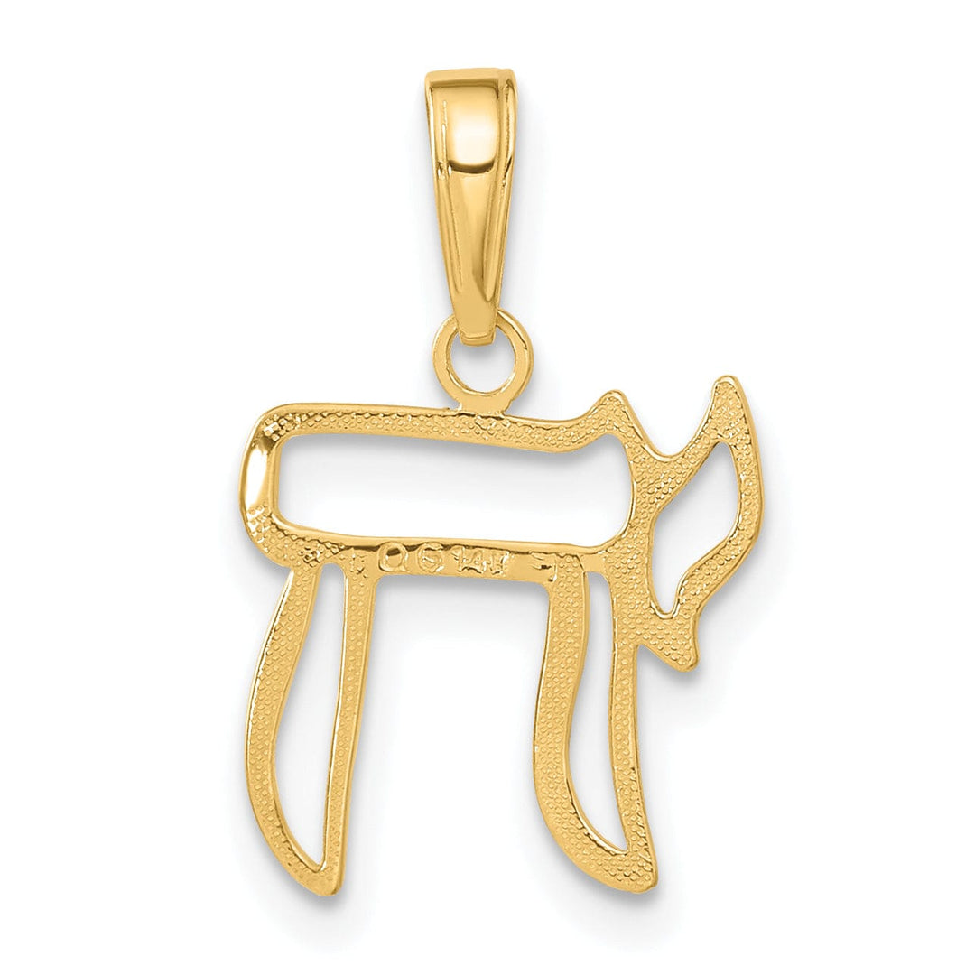 Lovely Rita's Pendants & Charms 14k Yellow Gold Polish Finish Solid Cut Out Chai Design Charm Pendant