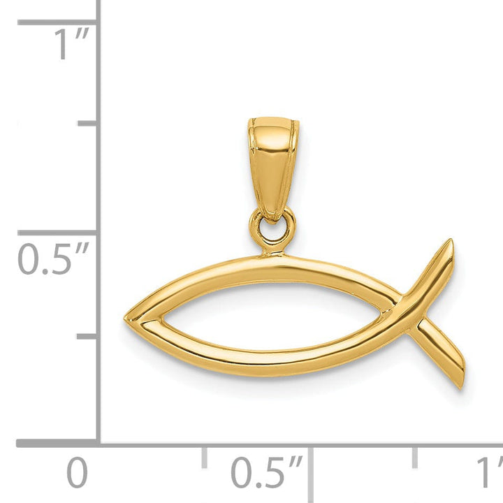 Lovely Rita's Pendants & Charms 14K Yellow Gold Polish Finish Solid Ichthus Fish Shape Design Pendant