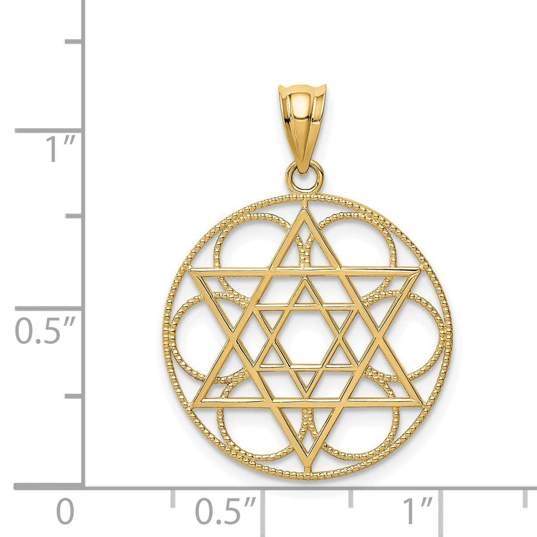 Lovely Rita's Pendants & Charms 14k Yellow Gold Polish Finish Star of David with Circle Design Pendant