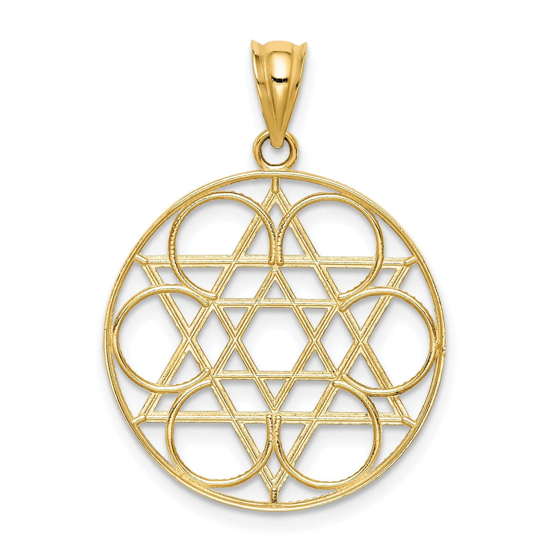 Lovely Rita's Pendants & Charms 14k Yellow Gold Polish Finish Star of David with Circle Design Pendant
