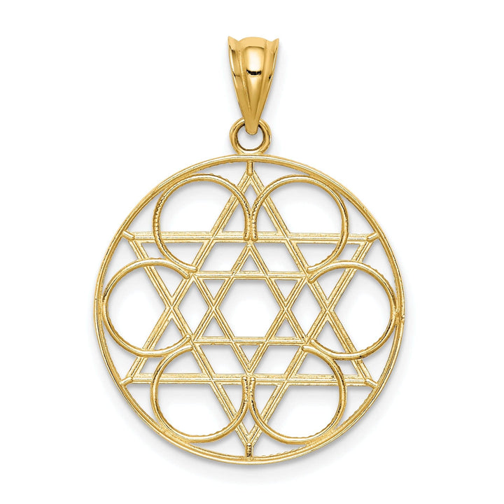 Lovely Rita's Pendants & Charms 14k Yellow Gold Polish Finish Star of David with Circle Design Pendant