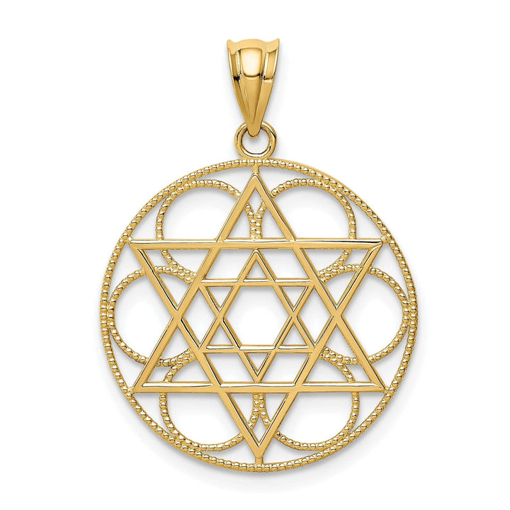 Lovely Rita's Pendants & Charms 14k Yellow Gold Polish Finish Star of David with Circle Design Pendant