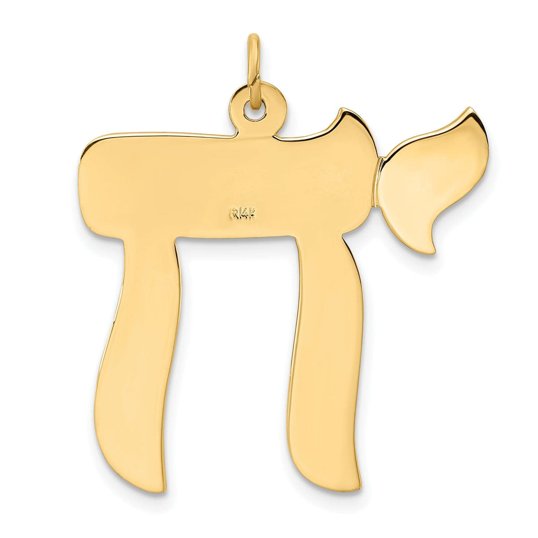 Lovely Rita's Pendants & Charms 14K Yellow Gold Polish Finish Unisex Solid Chai Symbol Design Pendant