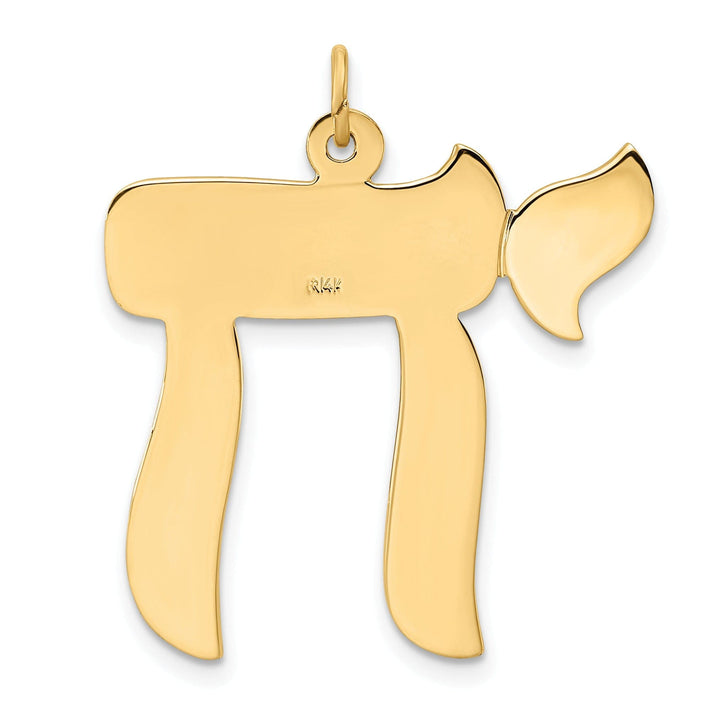 Lovely Rita's Pendants & Charms 14K Yellow Gold Polish Finish Unisex Solid Chai Symbol Design Pendant
