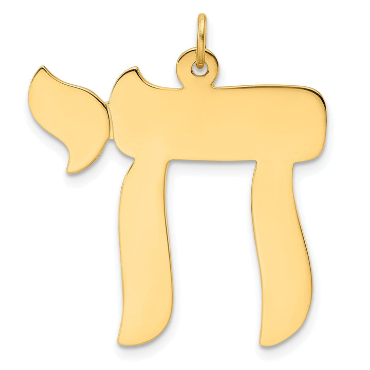 Lovely Rita's Pendants & Charms 14K Yellow Gold Polish Finish Unisex Solid Chai Symbol Design Pendant