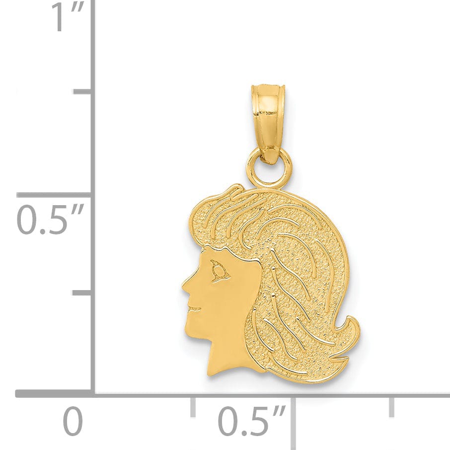Lovely Rita's Pendants & Charms 14k Yellow Gold Polish Girl Head Charm Pendant
