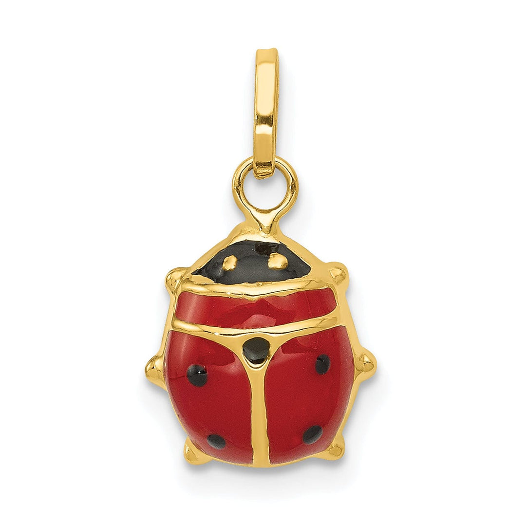 Lovely Rita's Pendants & Charms 14k Yellow Gold Polish Red-Black Enameled Finish Flat Back Ladybug Pendant