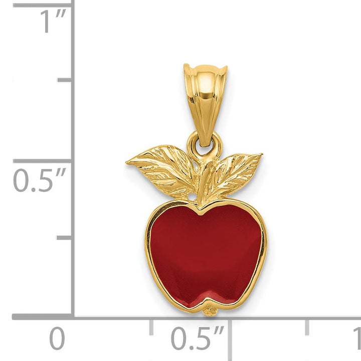 Lovely Rita's Pendants & Charms 14k Yellow Gold Polish Red Enamel Apple Pendant