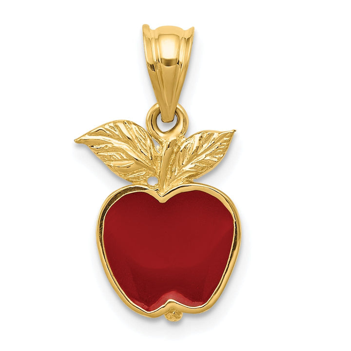 Lovely Rita's Pendants & Charms 14k Yellow Gold Polish Red Enamel Apple Pendant