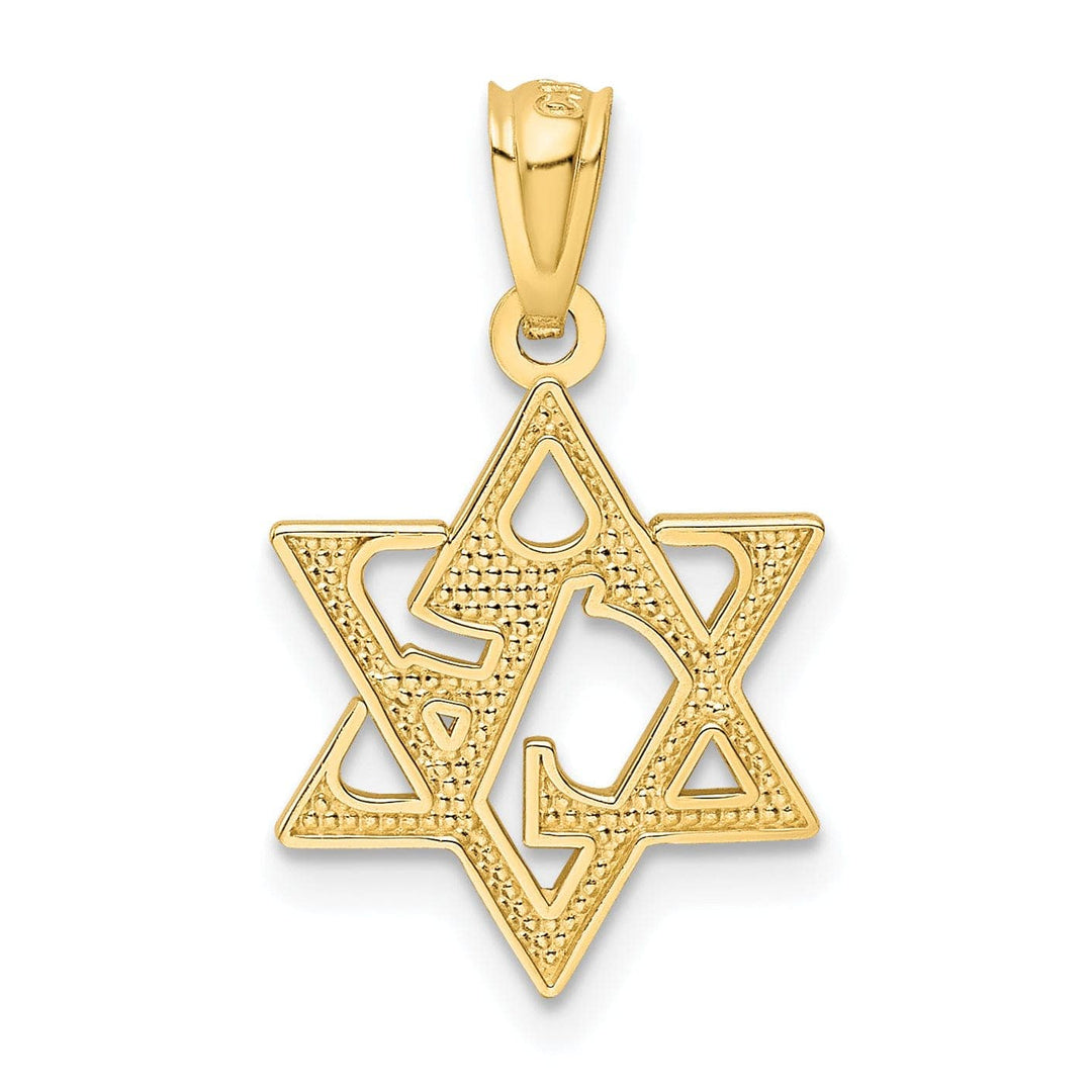 Lovely Rita's Pendants & Charms 14K Yellow Gold Polish Satin Finish Concave Fancy Star of David Pendant