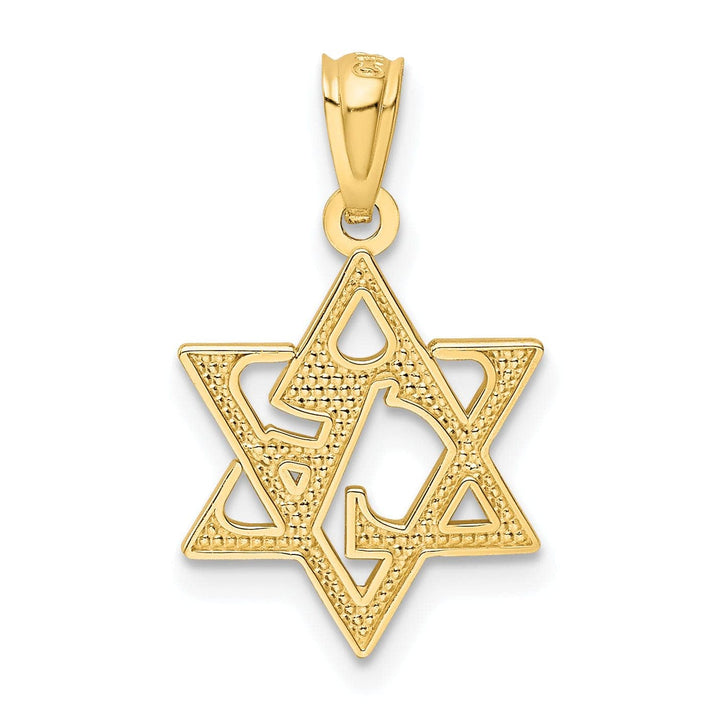 Lovely Rita's Pendants & Charms 14K Yellow Gold Polish Satin Finish Concave Fancy Star of David Pendant