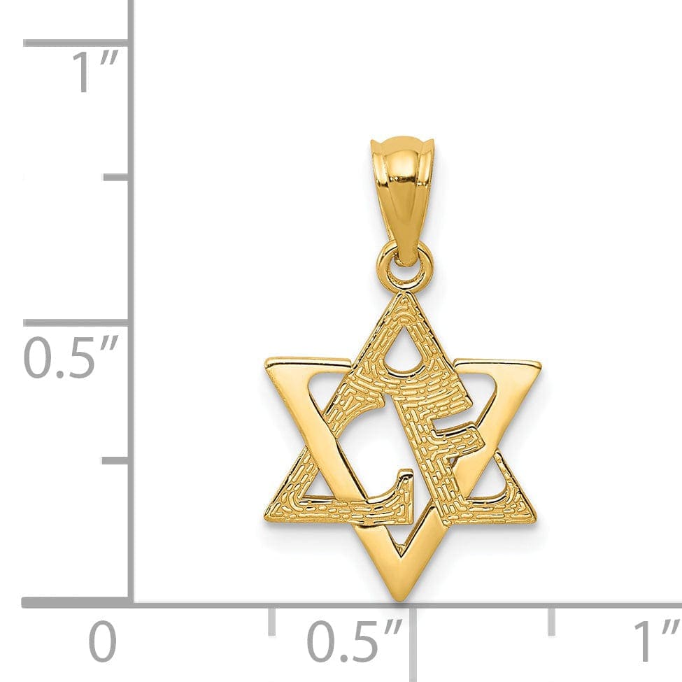 Lovely Rita's Pendants & Charms 14K Yellow Gold Polish Satin Finish Concave Fancy Star of David Pendant