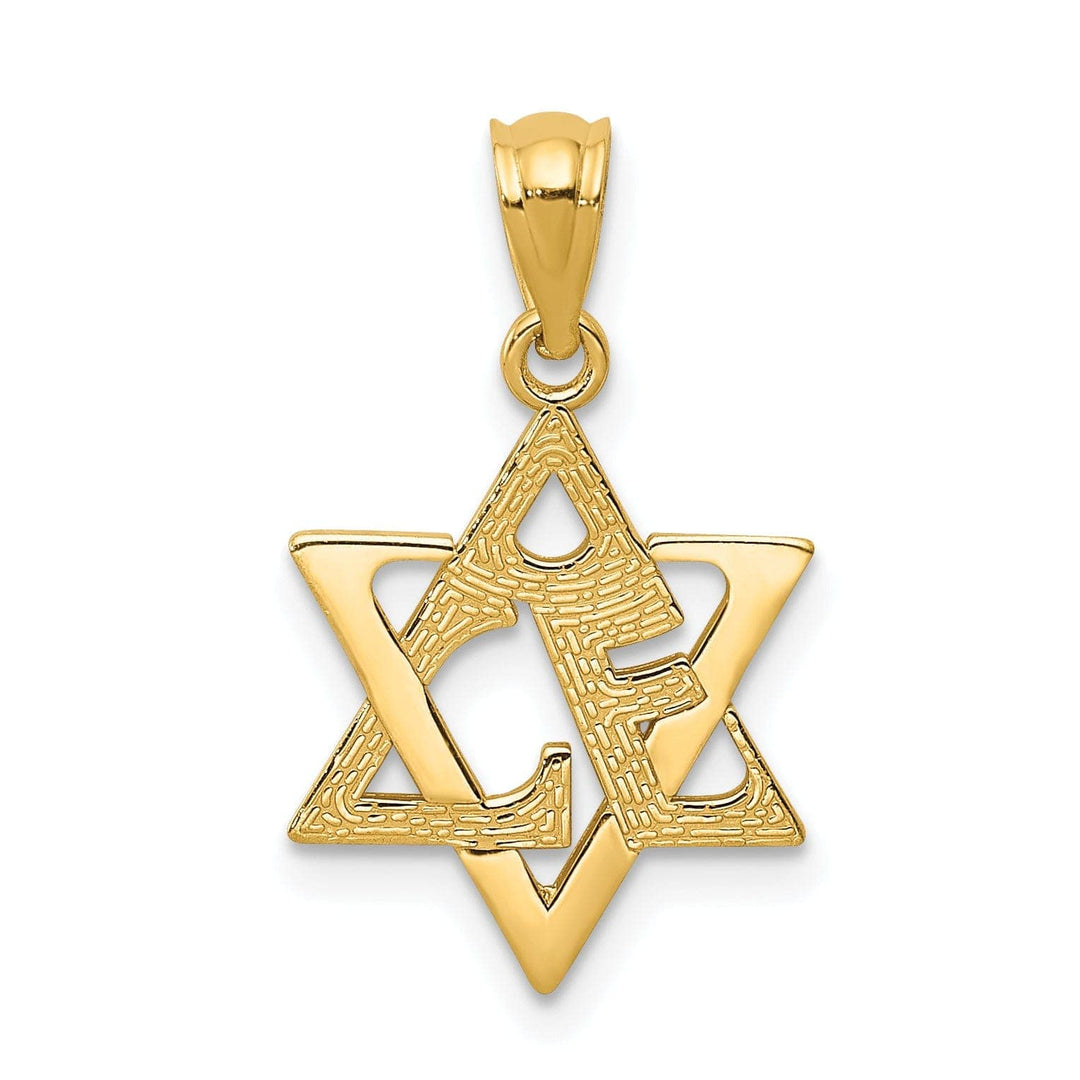 Lovely Rita's Pendants & Charms 14K Yellow Gold Polish Satin Finish Concave Fancy Star of David Pendant