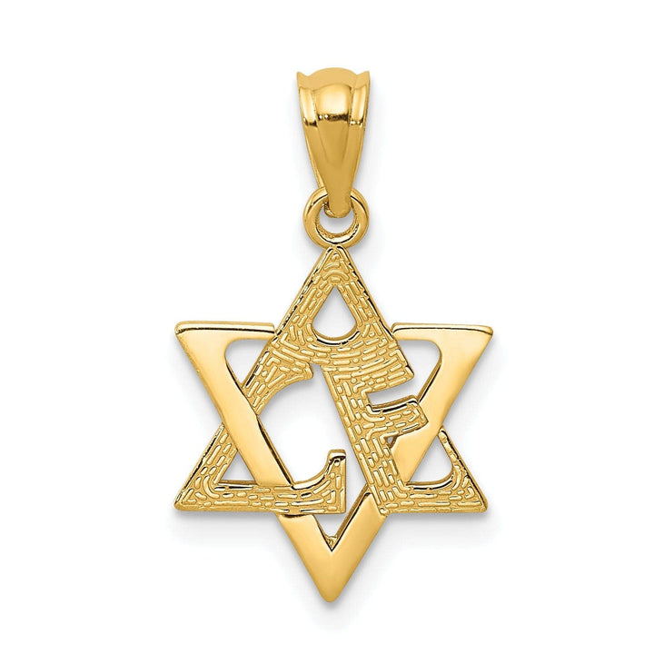 Lovely Rita's Pendants & Charms 14K Yellow Gold Polish Satin Finish Concave Fancy Star of David Pendant