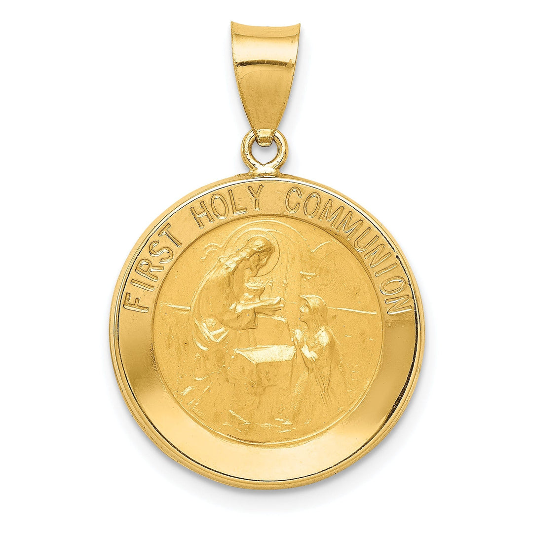 Lovely Rita's Pendants & Charms 14k Yellow Gold Polish Satin Finish First Holy Communion Medal Pendant