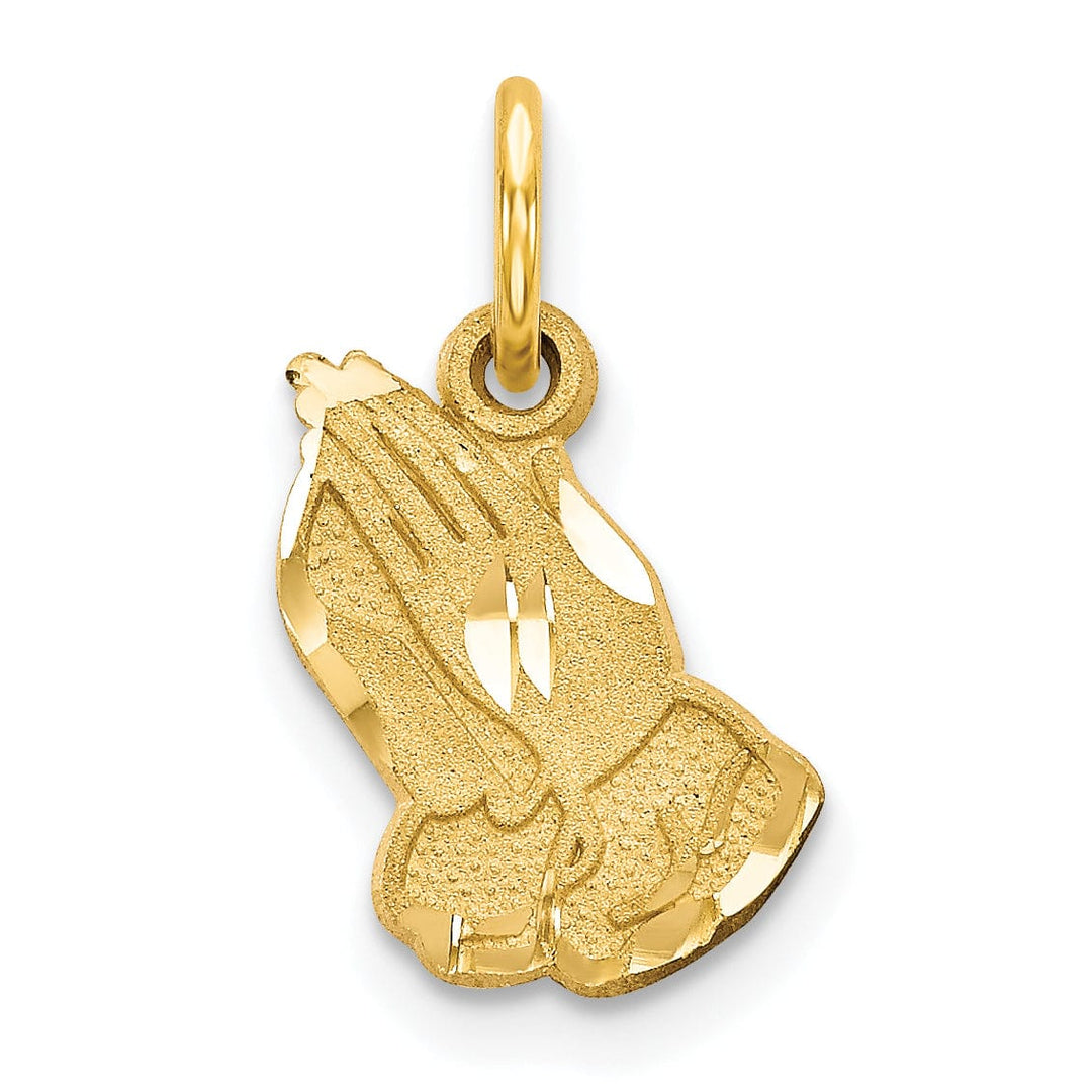 Lovely Rita's Pendants & Charms 14k Yellow Gold Polish Texture D.C Finish Solid Praying Hands Pendant