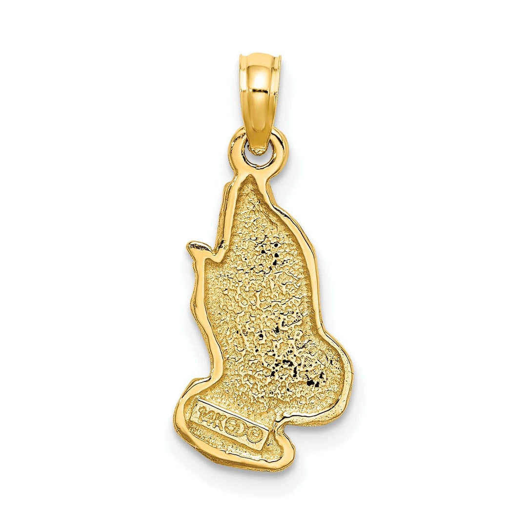 Lovely Rita's Pendants & Charms 14K Yellow Gold Polish Texture Finish 2-D Praying Hands Charm Pendant