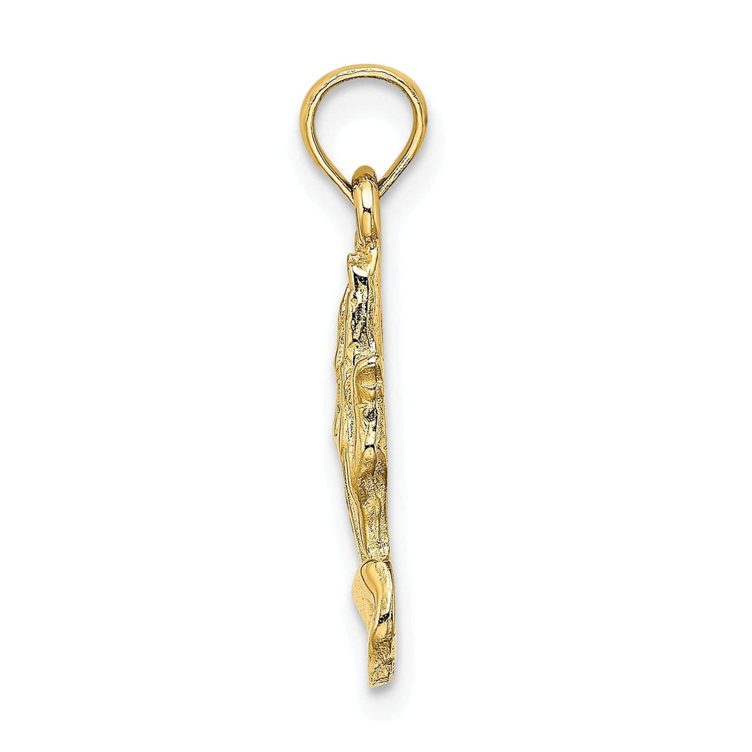 Lovely Rita's Pendants & Charms 14K Yellow Gold Polish Texture Finish 2-D Praying Hands Charm Pendant