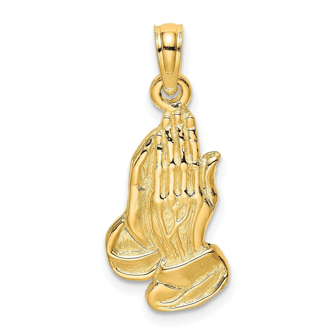 Lovely Rita's Pendants & Charms 14K Yellow Gold Polish Texture Finish 2-D Praying Hands Charm Pendant