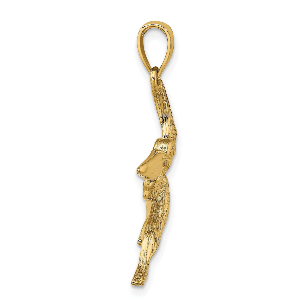 Lovely Rita's Pendants & Charms 14K Yellow Gold Polish Texture Finish 3-Dimensional Pelican in Flight Charm Pendant