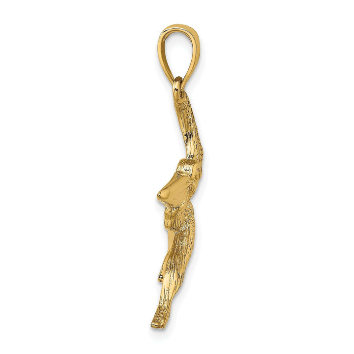 Lovely Rita's Pendants & Charms 14K Yellow Gold Polish Texture Finish 3-Dimensional Pelican in Flight Charm Pendant