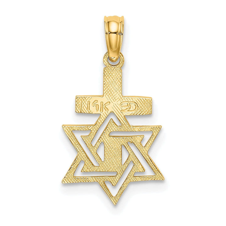 Lovely Rita's Pendants & Charms 14K Yellow Gold Polish Texture Finish Star Of David and Cross Pendant