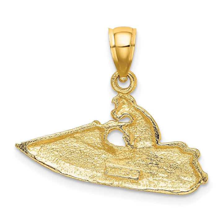 Lovely Rita's Pendants & Charms 14K Yellow Gold Polish Textured Finish 2-Dimensional Jet Ski Charm Pendant