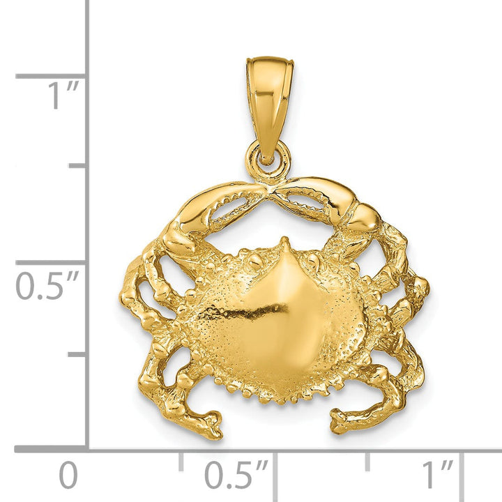 Lovely Rita's Pendants & Charms 14k Yellow Gold Polish Textured Finish Crab Charm Pendant