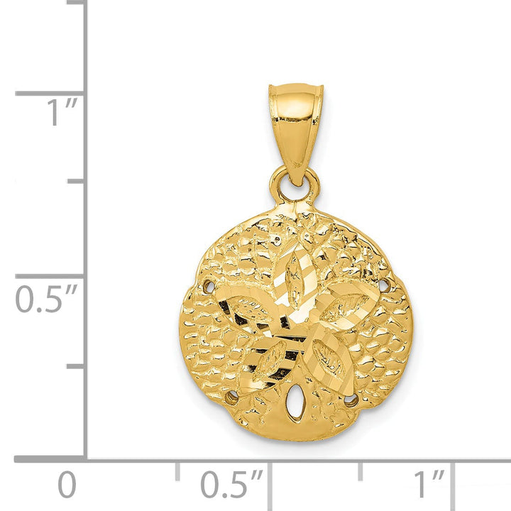 Lovely Rita's Pendants & Charms 14K Yellow Gold Polish Textured Finish Solid Sea Sand Dollar Charm Pendant