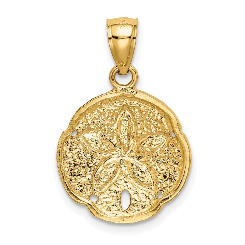 Lovely Rita's Pendants & Charms 14K Yellow Gold Polish Textured Finish Solid Sea Sand Dollar Charm Pendant