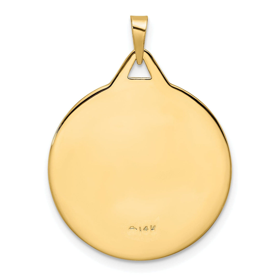 Lovely Rita's Pendants & Charms 14k Yellow Gold Polish Textured Unisex Mazel Symbol Disc Shape Pendant