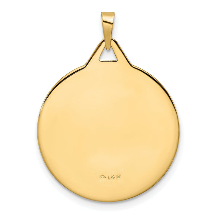 Lovely Rita's Pendants & Charms 14k Yellow Gold Polish Textured Unisex Mazel Symbol Disc Shape Pendant