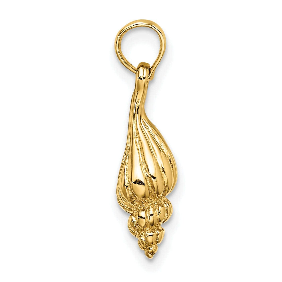 Lovely Rita's Pendants & Charms 14K Yellow Gold Polishe Textured Finish 3-Dimensional Mini Conch Shell Charm Pendant