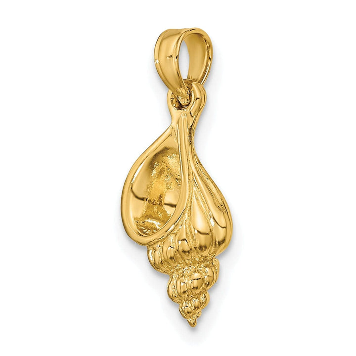 Lovely Rita's Pendants & Charms 14K Yellow Gold Polishe Textured Finish 3-Dimensional Mini Conch Shell Charm Pendant