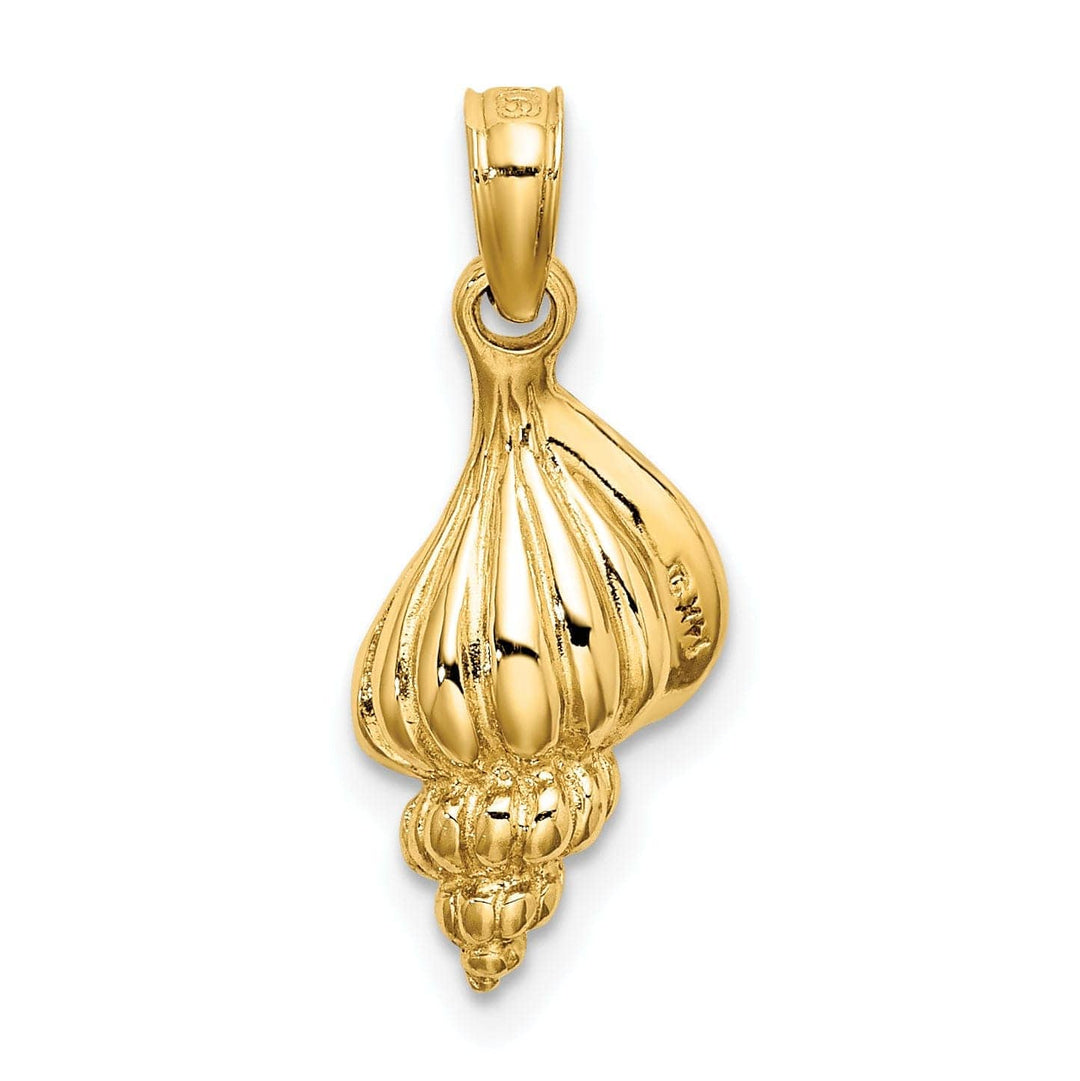 Lovely Rita's Pendants & Charms 14K Yellow Gold Polishe Textured Finish 3-Dimensional Mini Conch Shell Charm Pendant