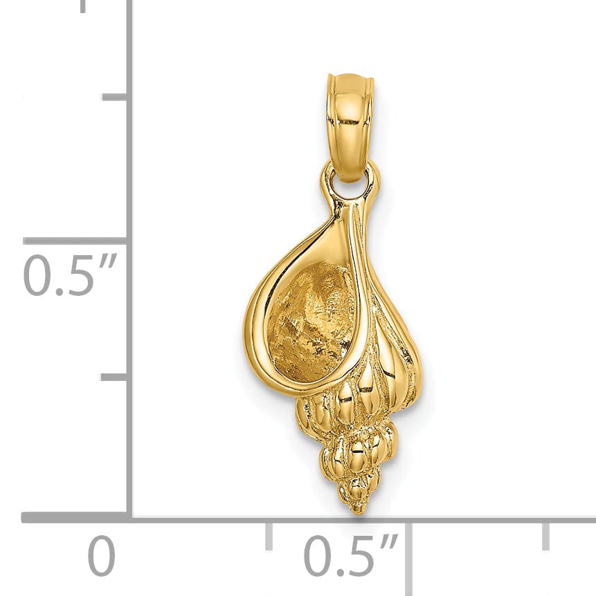 Lovely Rita's Pendants & Charms 14K Yellow Gold Polishe Textured Finish 3-Dimensional Mini Conch Shell Charm Pendant