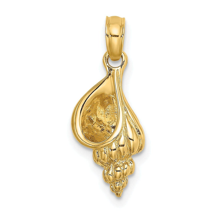 Lovely Rita's Pendants & Charms 14K Yellow Gold Polishe Textured Finish 3-Dimensional Mini Conch Shell Charm Pendant