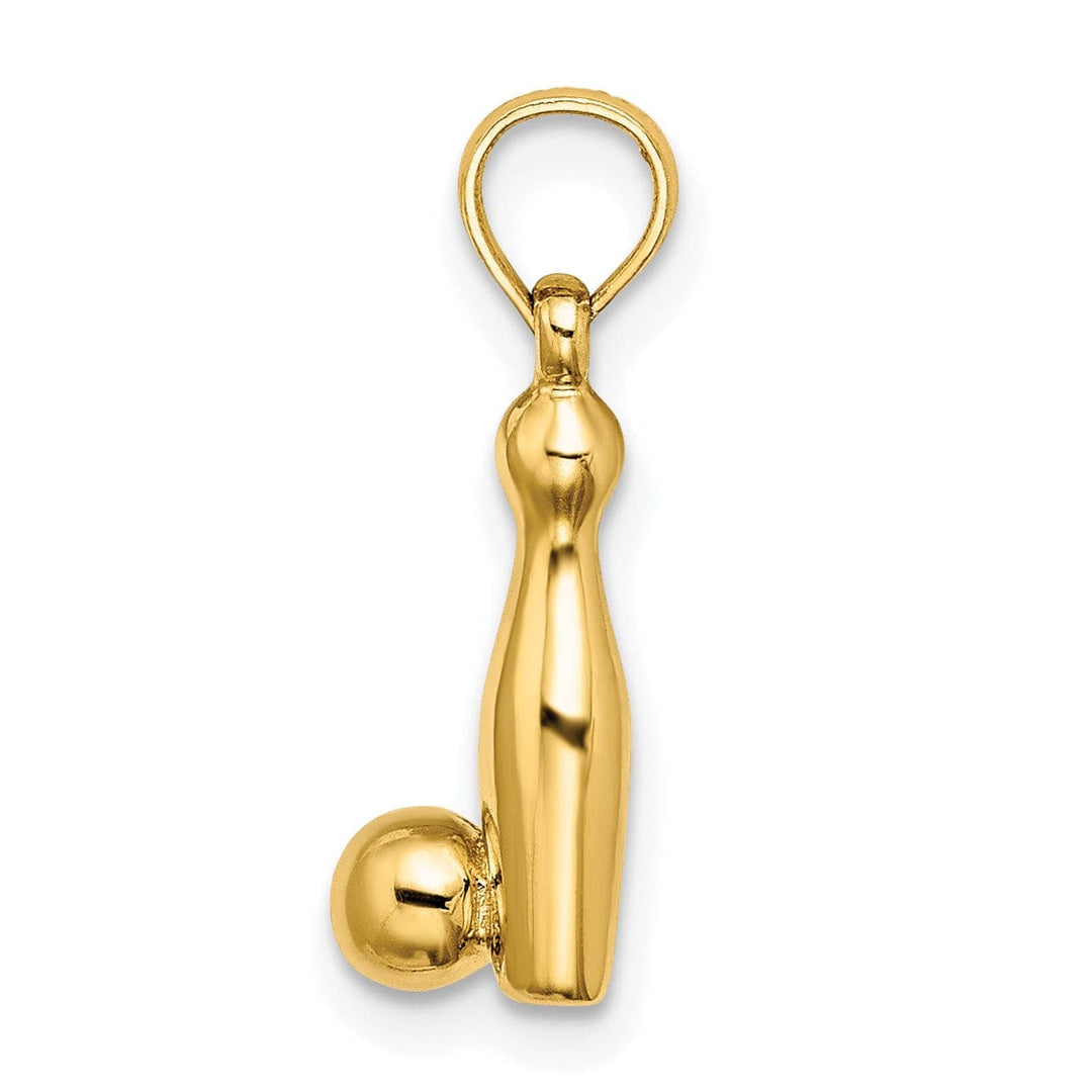 Lovely Rita's Pendants & Charms 14K Yellow Gold Polished 3-D Bowling Pin and Ball Charm Pendant