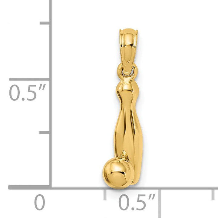 Lovely Rita's Pendants & Charms 14K Yellow Gold Polished 3-D Bowling Pin and Ball Charm Pendant